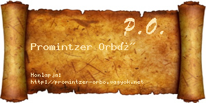 Promintzer Orbó névjegykártya